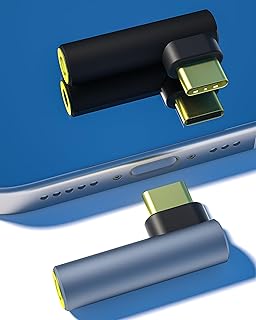 محول صوت USB C الى مقبس 3.5 ملم، USB C الى مقبس سماعة راس ايفون 15، دونجل صوت USB-C الى 3.5 ملم متوافق مع ايفون 15 برو ماكس/15 برو/15 بلس، سامسونج جالاكسي S22/S21/S20 الترا (اسود + رمادي)