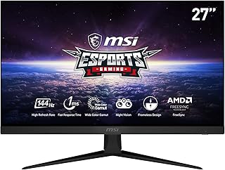 شاشة اوبتيكس اي سبورت G271 للالعاب IPS من ام اس اي 27 انش، بدقة FHD 16:9 (1920 × 1080)، تردد 144 هرتز 1m بخاصية نقل البيانات الفائقة ومنفذ عرض HDMI وتدرج لوني متعدد ورؤية ليلية مضاد/باشعة زرقاء اقل