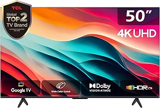 تي سي ال تلفزيون 50 بوصة بدقة 4K UHD DHR 10+ دولبي فيجن اتموس دبليو جي رفيع وجسم واحد جوجل في 50P79B موديل 2024 فضي