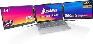 اساني موسع شاشة مزدوج للابتوب بشاشة FHD IPS مقاس 13.3 انش ومنفذ USB-C وUSB-A، 1920 x 1080، رمادي