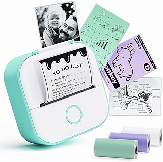 LabelCreate T02 Mini Sticker Thermal Printer with 3 Rolls Paper 53mm×3.5m, Portable Pocket Sticker Maker Machine Printer,Wireless Receipt Label Maker Printer Compatible with iOS & Android, Green