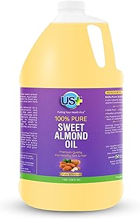 US+ 100% Pure Sweet Almond Oil - All-natural, Expeller-Pressed, Hexane-free - Premium Quality for Healthy Skin & Hair (1 Gallon)