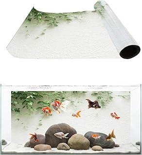 T&H XHome Aquarium Décor Backgrounds Spring Tree Branch Growing on a White Wall Pattern Fish Tank Background Aquarium Sticker Wallpaper Decoration Picture PVC Adhesive Poster 36.4" W x 20.4" H