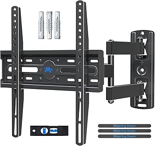 ماونتج دريم حامل تلفزيون يثبت على الحائط قابل للدوران والامالة لمعظم شاشات LED وLCD وOLED المسطحة مقاس 26-55 بوصة حتى فيسا 400×400 ملم و27 كجم مع قابس حائط فيشر، حامل تلفزيون زاوية MD2377-02
