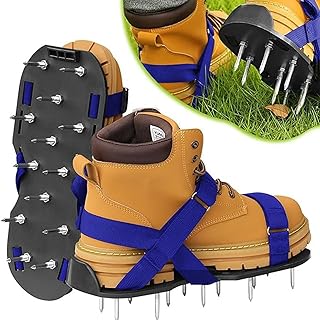 ESUOHYM Lawn Aerator Shoes with Hook & Loop Straps One Size Fits All Heavy Duty Spiked Sandals Shoes for Glass Yard Garden Patio Lawn Tools