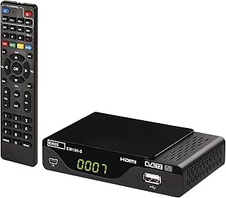 جهاز استقبال DVB-T2 HD H.265 HEVC مع USB وHDMI وسكارت ومحوري وجهاز تحكم عن بعد ومستشعر اشعة تحت الحمراء ومشغل وسائط متعددة ووظيفة اي بي جي 1080p من ايموس