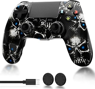 ISHAKO Controller for PS4, Wireless Controller with Double Shock/6-Axis Motion Sensor/Speaker & 3.5mm Audio Jack/Touch Pad/800mAh Battery/USB Cable, Remote Control for PlayStation 4/Slim/Pro, Black