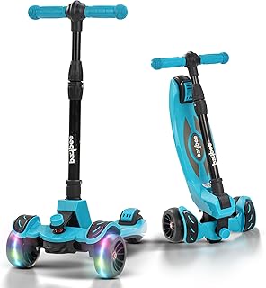 Baybee Penta Scooter for Kids, 3 Wheel Kids Scooter, Smart Kick Scooter with Foldable & Height Adjustable Handle, Scooter with LED PU Wheels & Brake, Skate Scooter for Kids Age 3-10 Years