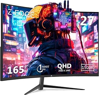 شاشة العاب منحنية 27 انش 16:9 2560x1440 165144Hz 1 مللي ثانية شاشة العاب LED بدون اطار UG27Q AMD فري سينك بريميوم منفذ عرض HDMI مكبرات صوت مدمجة من زد-ايدج، أزرق