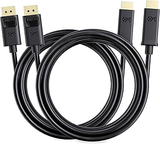 كيبل ماترز كيبل منفذ عرض احادي الاتجاه الى HDMI بطول 6 قدم، كيبل DP الى HDMI مطلي بالذهب، كيبل محول منفذ عرض الى HDMI، 6 اقدام