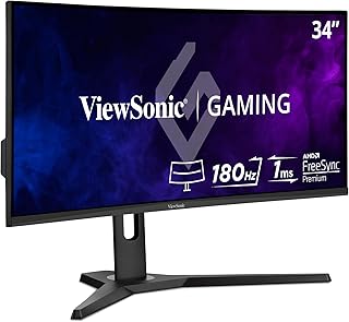 شاشة عرض العاب منحنية عريضة VX3418-2KPC مقاس 34 بوصة واسعة للغاية من فيوسونيك 1440p 1ms 144Hz مع مزامنة ادابتيف عناية بالعين HDMI ومنفذ اسود LCD 3440 x 1440