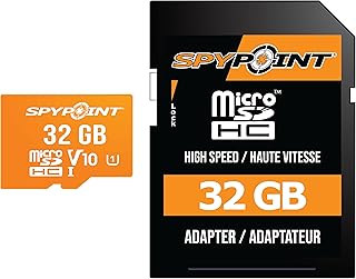 سباي بوينت بطاقة SD رقمية بسعة 32GB مع محول Micro SD لتخزين الوسائط لكاميرات الطرق وكاميرات الالعاب مصممة للاستخدام في الميدان في كاميرات الصيد وكاميرات الدرب