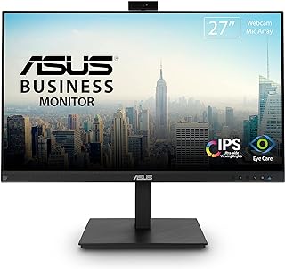 شاشة مؤتمرات الفيديو ASUS 27â € 1080P BE279QSK - Full HD ، IPS كاميرا ويب مدمجة قابلة للتعديل بدقة 2 ميجابكسل صفيف ميكروفون مكبرات صوت العناية بالعين للتثبيت على الحائط بدون إطار ،، من اسوس، أسود