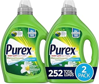 منظف الغسيل السائل Purex ، العناصر الطبيعية الكتان والزنبق ، 2X مركّز ، 220 حمولة إجمالية ، 82.5 أونصة سائلة ، عبوة من 2، من بوركس