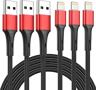 شاحن ايفون، [معتمد من ابل] كيبل USB A بطول 6 قدم، [مطور] كيبل شحن سريع متوافق مع ايفون 11/11 برو/11 برو ماكس/اكس/اكس اس/اكس ار/اكس اس ماكس/8/8 بلس (احمر)