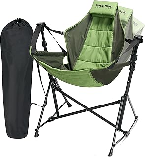 Wise Owl Outfitters Ultimate Comfort Camping Hammock Chair - Adjustable Height, Backrest, and Padded Seat - Perfect for Short & Tall Adventurers - Green