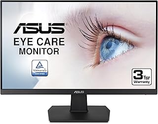 اسس شاشة VA24EHE 23.8 انش 1080P FHD، IPS، 75Hz، HDMI D-Sub DVI-D, D، مزامنة تكيفية/فري سينك، حامل حائط فيسا، عناية بالعين، خالي من الوميض وضوء ازرق منخفض (مجدد) , LCD