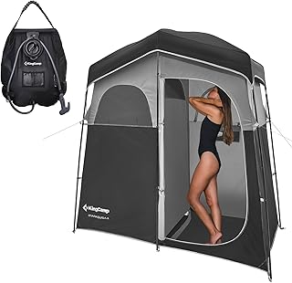 KingCamp Camping Shower Tent Oversize Space Privacy Tent Portable Outdoor Shower Tents for Camping with Shower Bag Dressing Room Easy Set Up Shower Privacy Shelter 1 Room/2 Rooms Toilet Tent