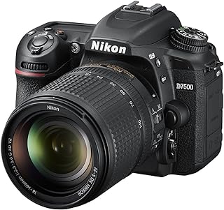 نيكون D7500 مع عدسة في ار f/3.5-5.6G ED - كاميرا اس ال ار، 18-140 ملم لون اسود