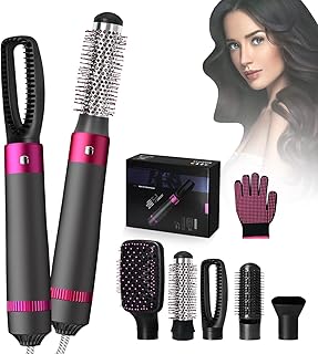 Hot Air Brush Rotating with Curling Iron, Set Hair Dryer, Hairstyler, Negative Lonen Hairstyler, Round Brush Hairdryer, Round Brush Dryer for Drying, Curling and Straightening Hair