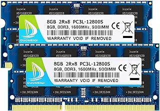 مجموعة ذاكرة RAM 16GB (2×8GB) DDR3L / DDR3 1600MHz SODIMM RAM PC3L / PC3-12800 2Rx8 1.35 فولت / 1.5 فولت CL11 204 دبوس بدون اي سي سي سي غير مخزنة مؤقتة من دوميكي، من دي ديوماكي