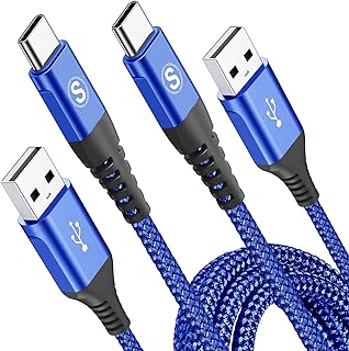 كيبل شحن USB نوع C [قطعتان، 1 متر]، شاحن سوي جارد ايفون 15 سلك مضفر بالنايلون لايفون 15 برو ماكس، سامسونج جالاكسي S23 S22 S21 S20 S10 نوت 20 10 Flip5 A54 A53 بيكسل ال جي هواوي موتو PS5 ايباد برو