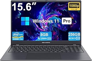 لابتوب زينيرو 15.6 انش FHD ويندوز 11 برو مع ذاكرة RAM 8GB وSSD 256GB ومعالج انتل سيليرون N4000 (حتى 2.6GHz) وشاشة FHD IPS و3×USB A وRJ45 ومنفذ HD وواي فاي 5 وبلوتوث 5.1 - رمادي