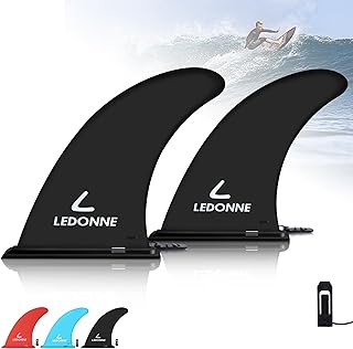 'LEDONNE Fin 9'' Surf & SUP Center Fins 2 Pcs (USD 7.99/1 Pcs) with 1 Extra Pin No-Tool Installation-9 Fin for Longboard Surfboard & Paddle Board Fin Lowest Price in The Market'