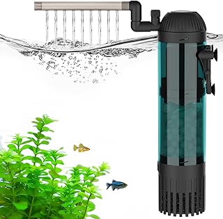 AQQA Aquarium Filter, 211GPH Submersible Fish Tank Filter with Aeration & Rainfall, Multi-Layer Filtration Silent Adjustable Airflow Filter, Oxygenation Circulation Water Pumping for 40-90 Gal Tanks