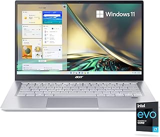 ايسر لابتوب سويفت 3 انتل ايفو رفيع وخفيف 14 انش FHD IPS كور i7 1165G7 بطاقة رسومات ايريس اكس اي 8GB LPDDR4X 512GB SSD واي فاي 6 قارئ بصمات الاصابع وكيبورد باضاءة خلفية SF314 511 7412