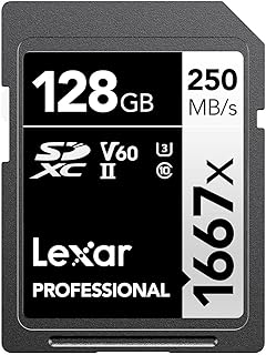 ليكسار بطاقة SDXC UHS-II احترافية 1667x 128GB حتى 250 ميجابايت/ثانية، للمصورين المحترفين ومصوري الفيديو والمتحمسين (LSD128CBNA1667)