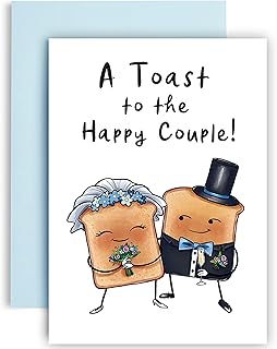 هوكسترز بطاقة تهنئة لحفلات الزفاف مقاس A5 بعبارة "A Toast to the Happy Couple" - هدايا زفاف للزوجين - ورق قابل لاعادة التدوير مع ظرف - بطاقة تهنئة ممتعة، معتمدة من مجلس رعاية الغابات (FSC) (العروس