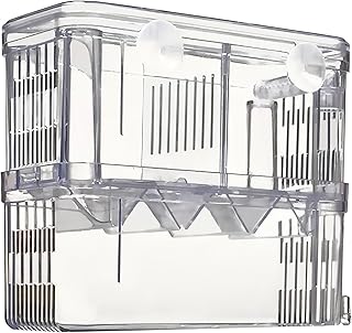 بيتزيلا صندوق تربية حوض السمك من ان تانك، حاضنة تربية لتفريخ الاسماك الصغيرة، مقسم اكريليك للروبيان وسمك المهرج والاسماك العدوانية المصابة، يمكن توصيل مضخة الهواء (مقاس L)