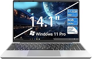 انتيمبر لابتوب 14.1 انش، ويندوز 11، انتل سيليرون N4020C، 8GB RAM 512GB SSD، لابتوب FHD 1920x1080، منفذ HDMI صغير، USB3.0، كاميرا ويب، بطاقة TF، نوع C، بطارية 5000mAh، فضي