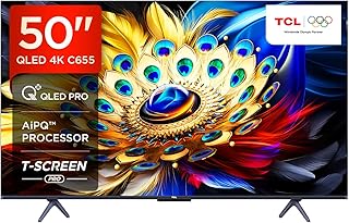 TCL 126 سم (50 بوصة) 4 كيه الترا اتش دي كيو ال اي جوجل تي في 50C655 (اسود)