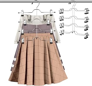 دويوين شماعات تنورة مكونة من 4 طبقات للبنطلونات والشورتات وموفرة للمساحة لتنظيم خزانة التنورات والسراويل (3 قطع) (3 قطع)