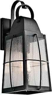 Kichler 49553BKT Tolerand Outdoor Wall Sconce, 1 Light Incandescent 100 Watts, Textured Black