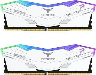 مجموعة ذاكرة تي فورس دلتا الفا رام DDR5 بالفضاء اللوني RGB سعة 32 جيجابايت 2×16 5600 ميجاهرتز PC5 - 44800 CL40 للكمبيوتر المكتبي أبيض AMD محسنة من تيم جروب FF8D532G5600HC40BDC01