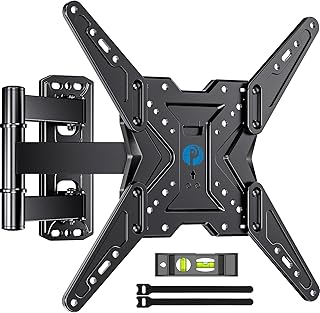 حامل تلفزيون PIMF11 يثبت على الحائط لمعظم أجهرة التلفزيون 26-60 بوصة، حركة كاملة مع دوران وإمالة وتمديد بدعامة تثبيت على الحائط بمسمار واحد يحمل حتى 35 كجم وبحد أقصى مقاس 40×40 سم من بيبشل