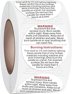 ملصقات تحذير للشموع من جلوبال دايلي 500 قطعة مقاس 1.5 انش امان لاذابة الشمع لمستلزمات صنع الشموع وعلب والشموع وبرطمانات