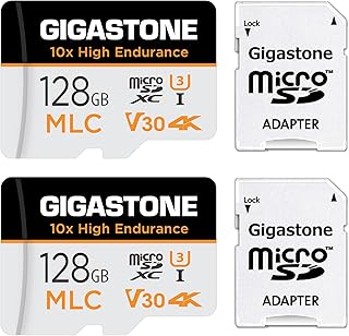 طقم بطاقة ذاكرة ام ال سي MicroSDXC سعة 128GB مع محول SD من قطعتين من جيجاستون، قوة تحمل ×10 اضعاف، سرعة حتى 110/65 ميجابايت في الثانية، UHS-I U3 V30 فئة 10، لتسجيل الفيديو بدقة 4K وكاميرا المراقبة