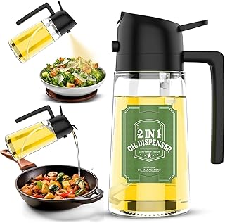 Tekcool 500ml 2 in 1 Olive Oil Sprayer and Oil Dispenser Bottle for Kitchen, Glass Oil Bottle with Premium Nozzle, Oil Sprayer for Air Fryer, Salad,BBQ,Roasting (Multi Color) (Pack of 1)