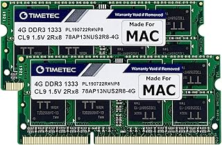 تايم تيك ابل DDR3 1333MHz PC3-10600 غير مخزن مؤقت غير ECC 1.5 فولت CL9 2Rx8 ثنائي الرتبة 204 دبوس SODIMM ترقية وحدة ذاكرة RAM ابل (مجموعة 8GB (2x4GB))