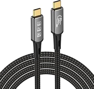 كابلديكون كيبل وصلة USB4 ثاندربولت 4 240 واط 8K USB C M/M كيبل شحن سريع 40 جيجابايت في الثانية لنقل البيانات 8K @60Hz 4K @144Hz كيبل فيديو متوافق مع ماك بوك M1 M2 M3 (2 متر 6.5 قدم)