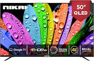 تلفزيون جوجل ذكي 4K QLED + UHD بتقنية اتموس مقاس 50 بوصة من نيكاي تحكم صوتي بدون استخدام اليدين جيم ماستر دولبي فيجن + اتصال باندرويد وابل NPROG50QLED