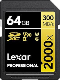 ليكسار بطاقة SD احترافية 2000x 64GB، بطاقة ذاكرة SDXC UHS-II، قراءة تصل الى 300 ميجابايت/ثانية، لكاميرا الفيديو ذات جودة السينما (LSD2000064G-BNNAG)