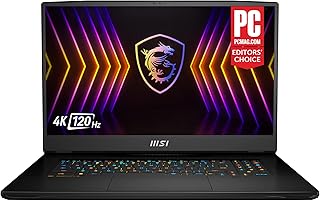 MSI لابتوب العاب GT77 17.3 انش UHD 120Hz من تيتان، انتل كور i7-12800HX RTX 3070 Ti 32GB DDR5 1TB NVMe SSD، ثاندربولت 4، USB نوع C، كولر بوست تيتان، ويندوز 11 برو: كور بلاك 12UGS-009، ازرق