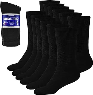 Debra Weitzner Diabetic Ankle Crew Socks Mens Womens Non-Binding Socks Loose Fit 12 Pairs