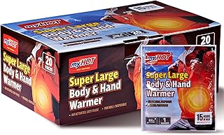 myHot Super Large Body & Hand Warmer 20Pack - Up to 15 Hours, Long Lasting Heat, Non-Adhesive, Air-Activated Warmers for Outdoor Sports, Camping, Winter Commutes - Made in Korea