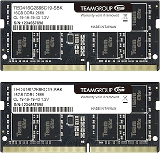 مجموعة ذاكرة RAM اليت DDR4 32GB (2×16GB) 2666MHz PC4-21300 CL19 غير مدعومة بذاكرة مؤقتة غير مدعومة بذاكرة مؤقتة 1.2 فولت سوديم 260 دبوس للابتوب والنوت بوك والكمبيوتر من تيم جروب - TED432G2666C19DC-S0